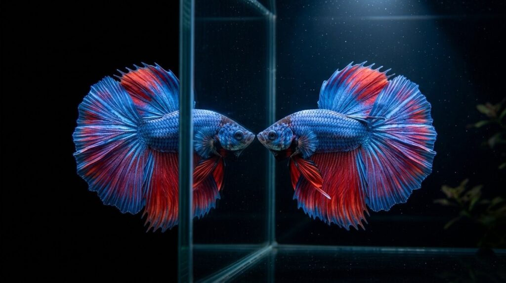 Betta fish showing aggressive territorial behavior