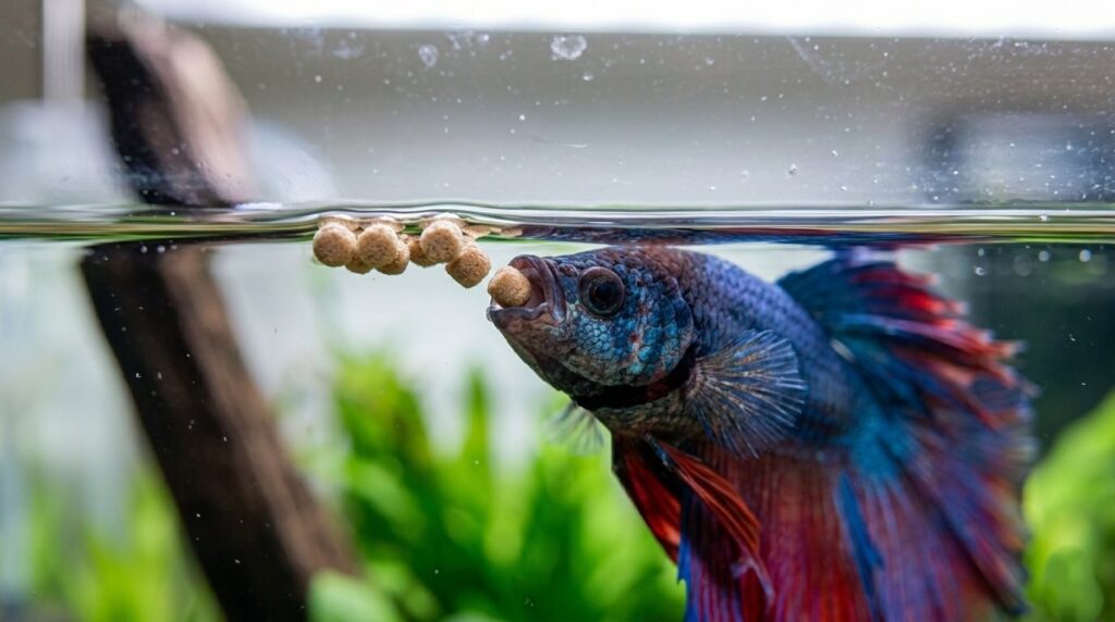 Feeding betta fish pellets and protein food correctly