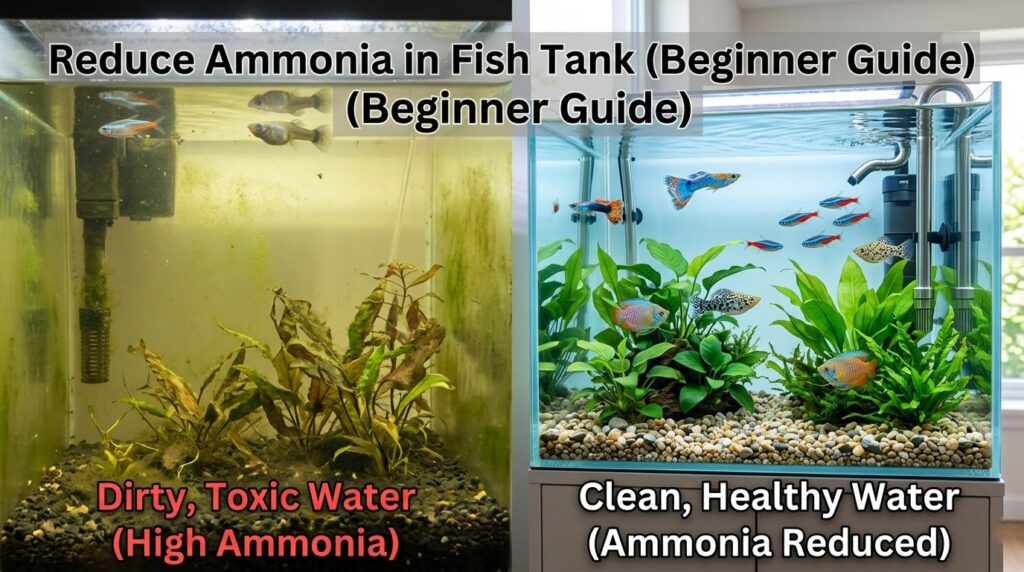 how to reduce ammonia level in fish tank with clean water healthy fish and filtration system