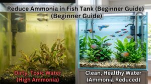 how to reduce ammonia level in fish tank naturally with water change and filtration system