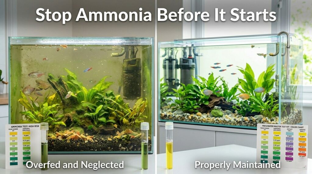 partial water change process to lower ammonia in fish tank safely